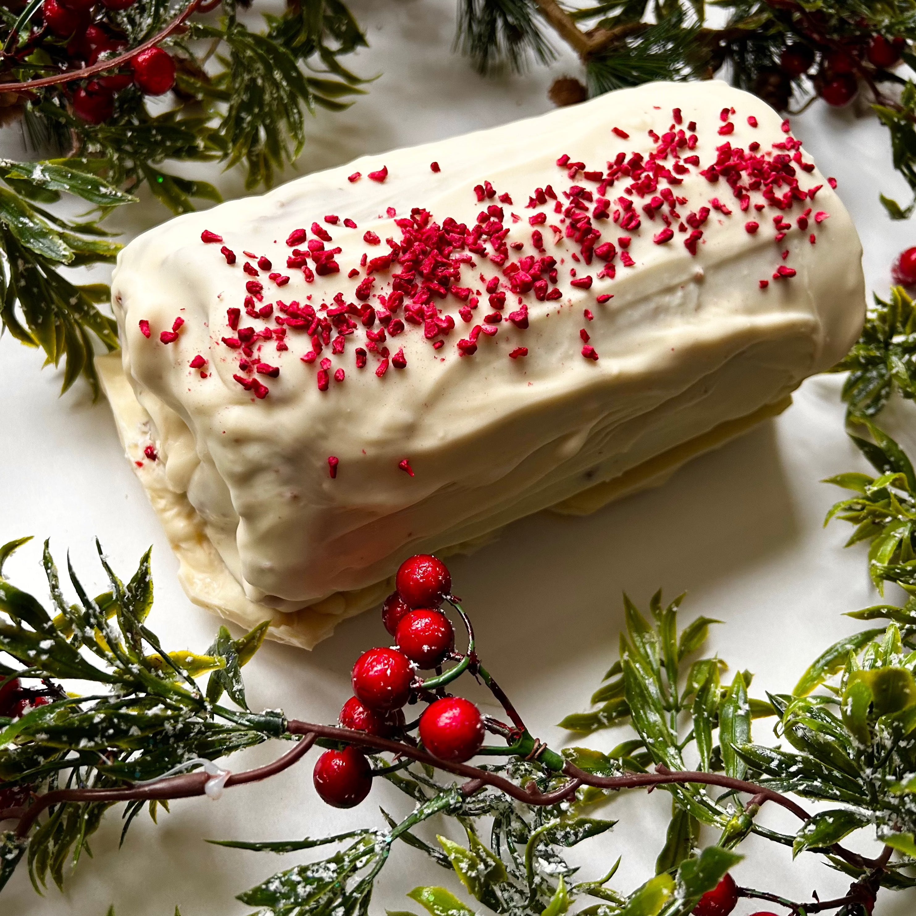 NEW! White Chocolate & Raspberry Mini Yule Log — WOW! Factor Desserts